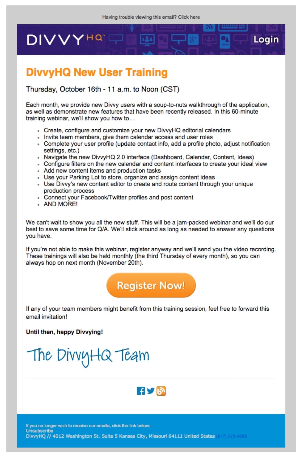 promotional email example divvy (invitation email)