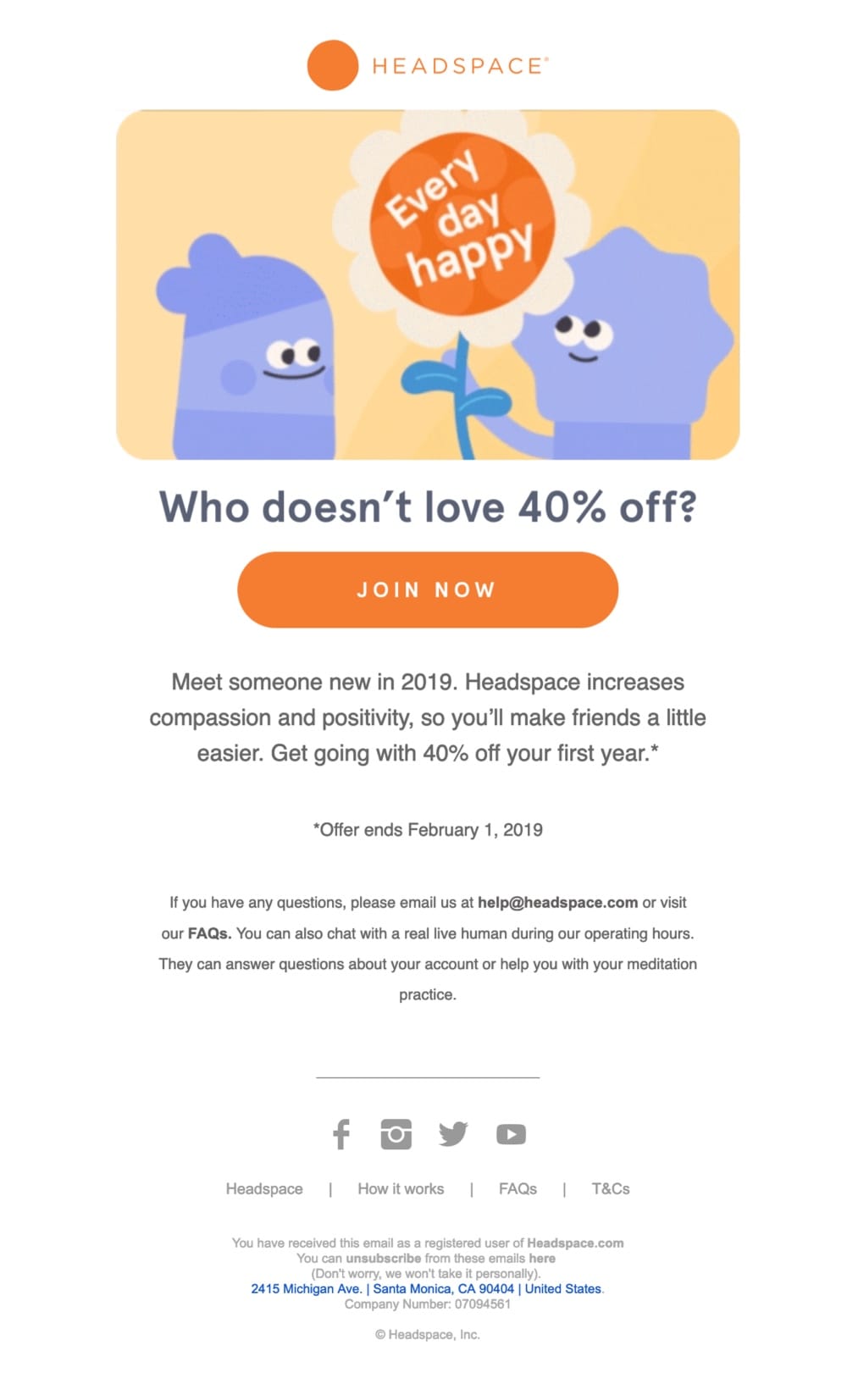 Headspace email example