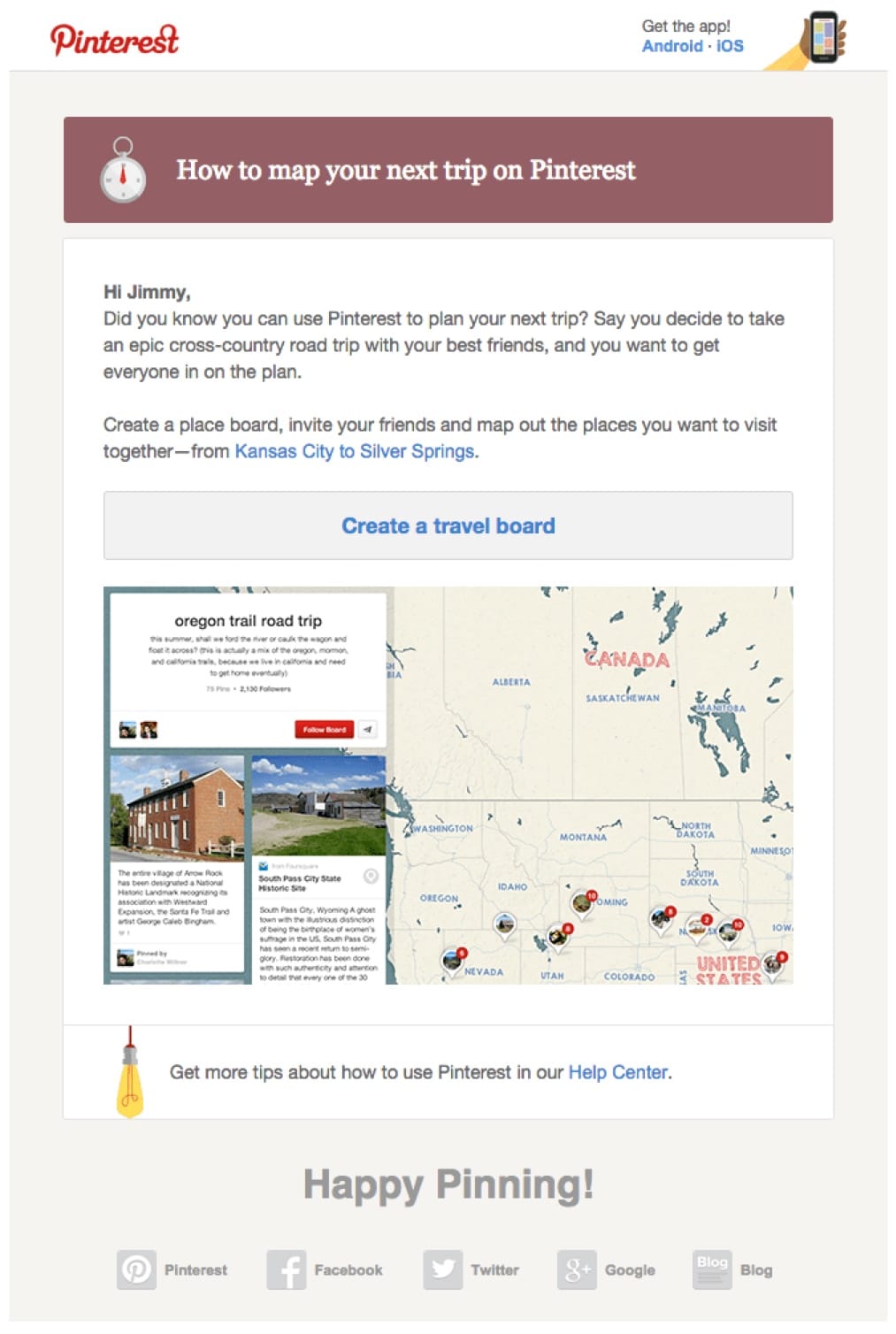promotional email example pinterest (did you know email)