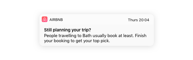 mobile push notification example airbnb