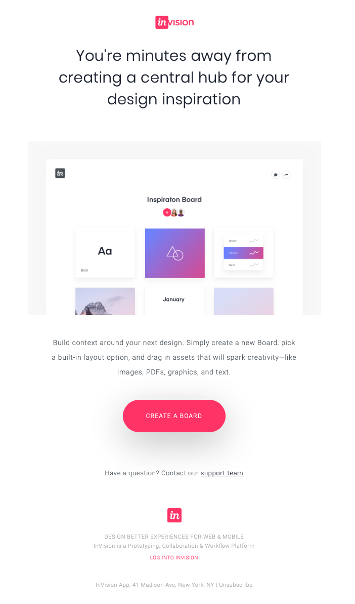 Invision email example against customer churn