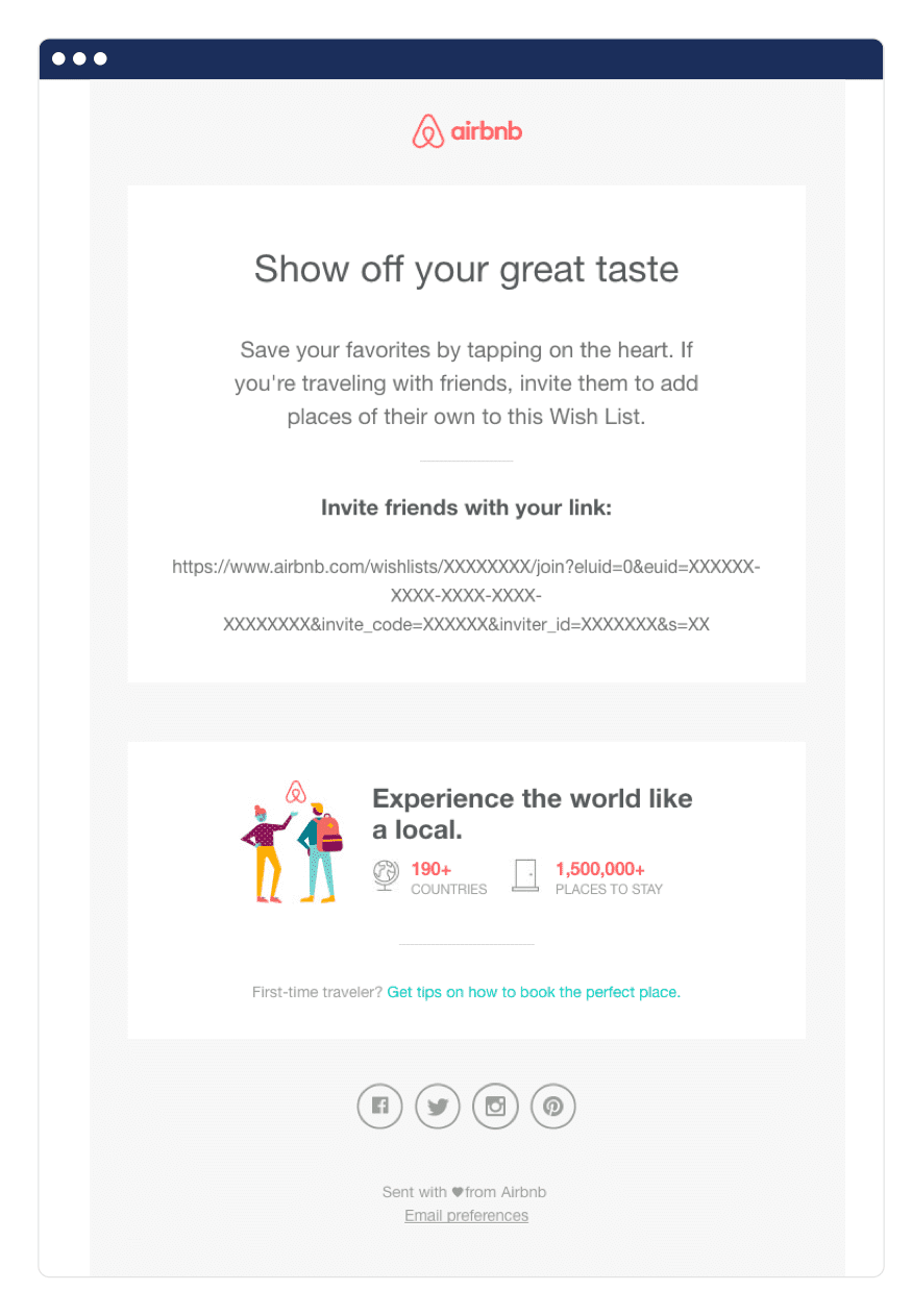 Airbnb email retargeting example