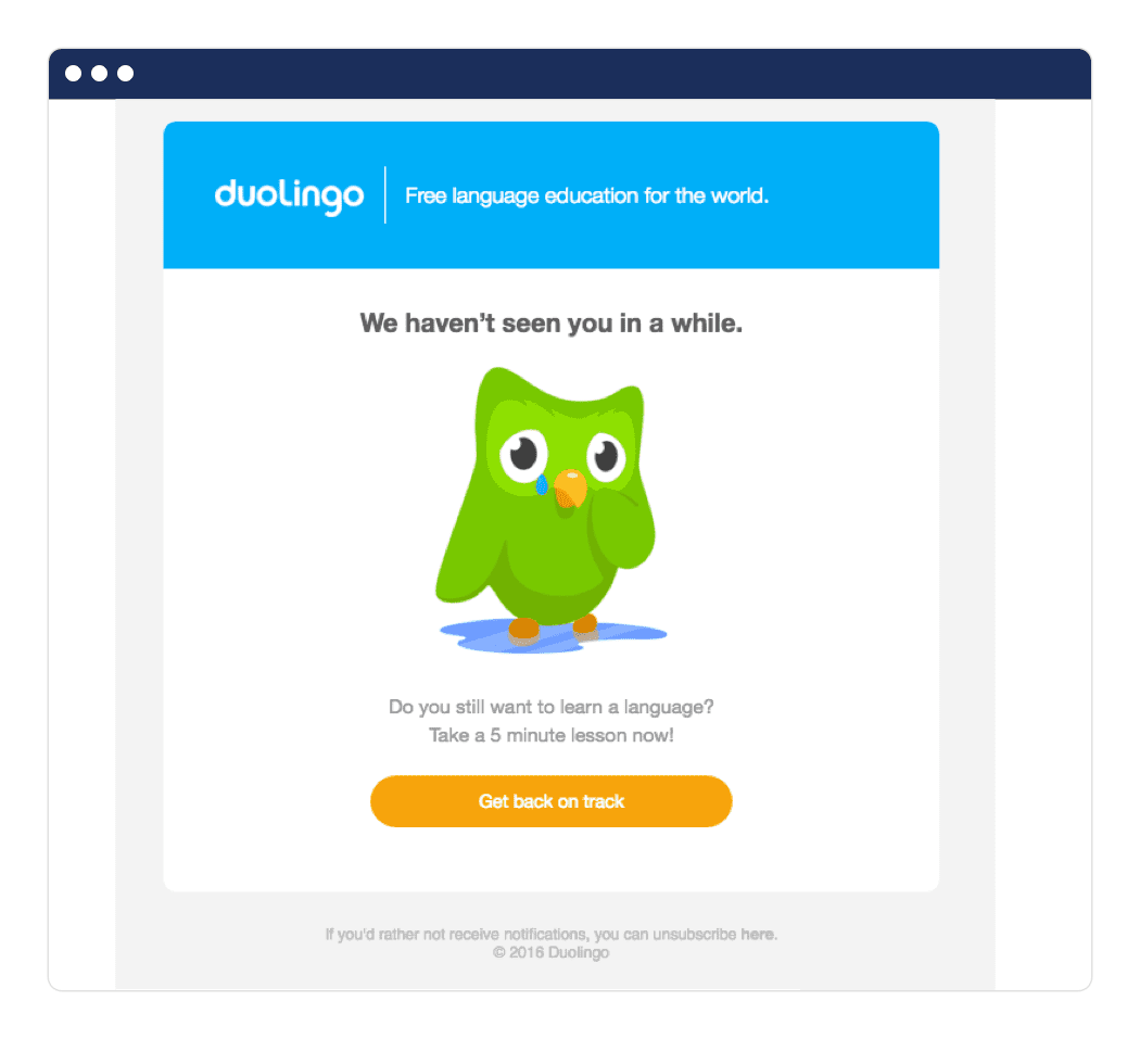 winback campaign Duolingo example