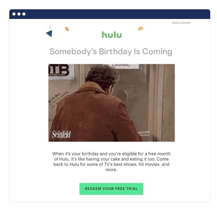 Hulu anniversary email example