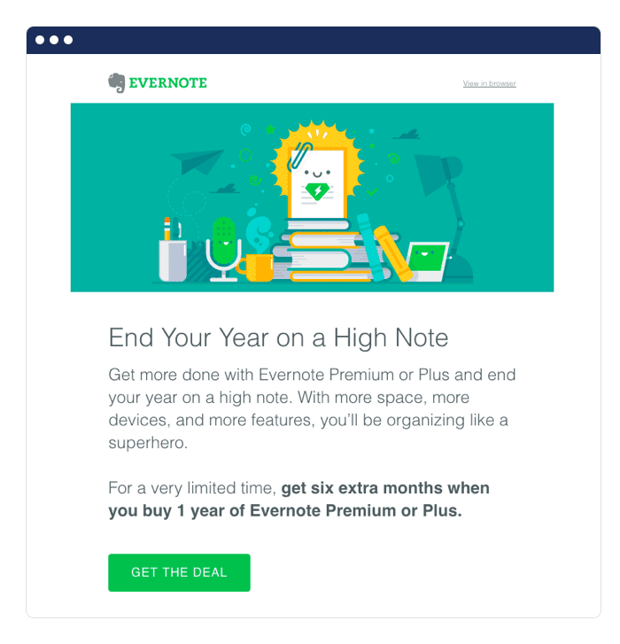 Evernote saas email marketing example