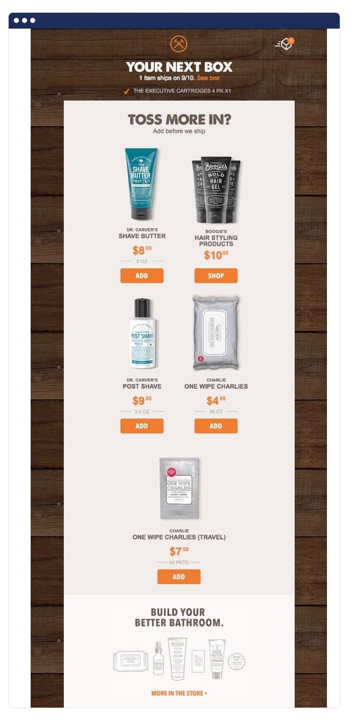 dollar shave club cross sell emails