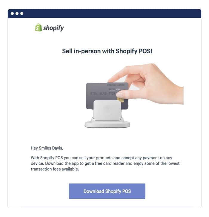 Shopify cross sell email example