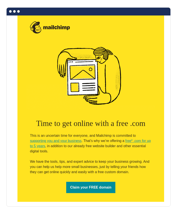 Mailchimp cross sell email example