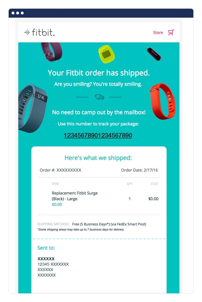 FitBit post-purchase email example