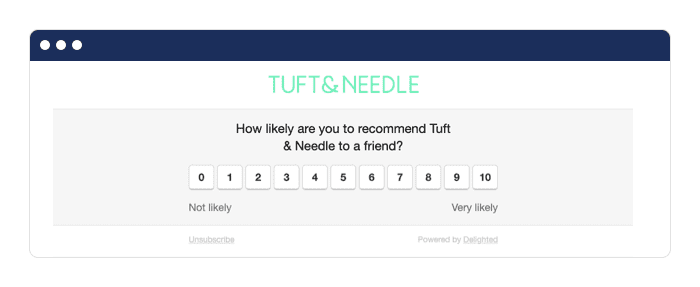 Tuft and Needle NPS test