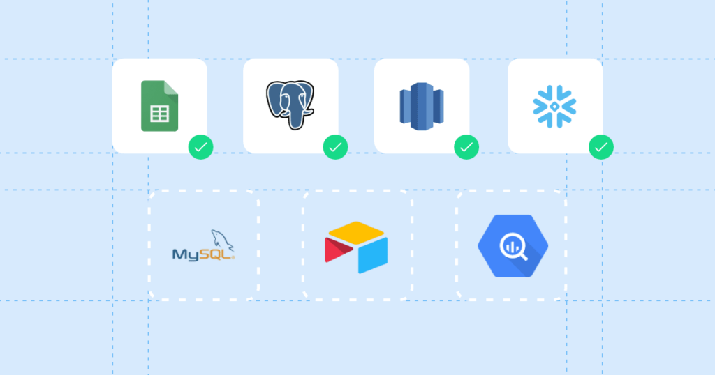 MySQL, Airtable, Big Query and more