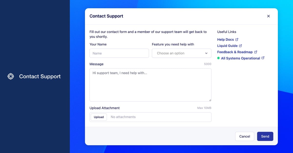 Contact Support form