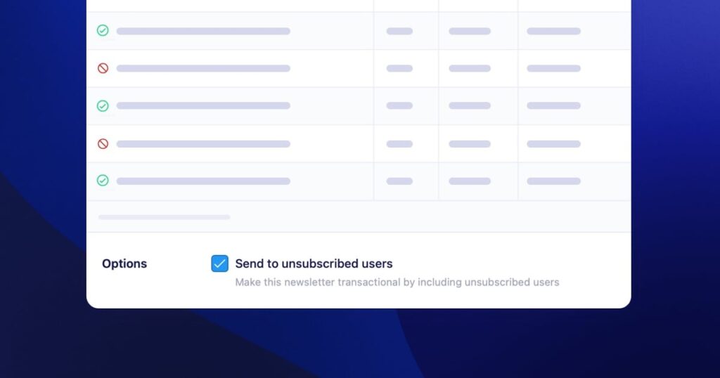 Transactional option on a campaign to send to unsubscribed users.