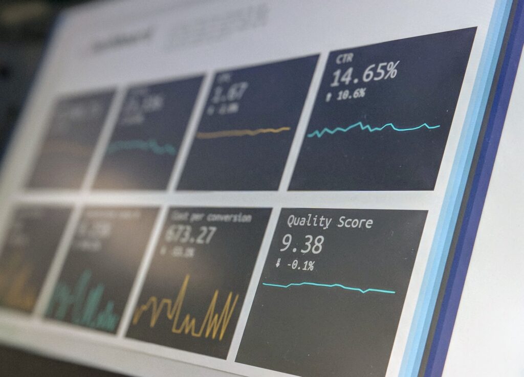 A close up of a data dashboard on a computer